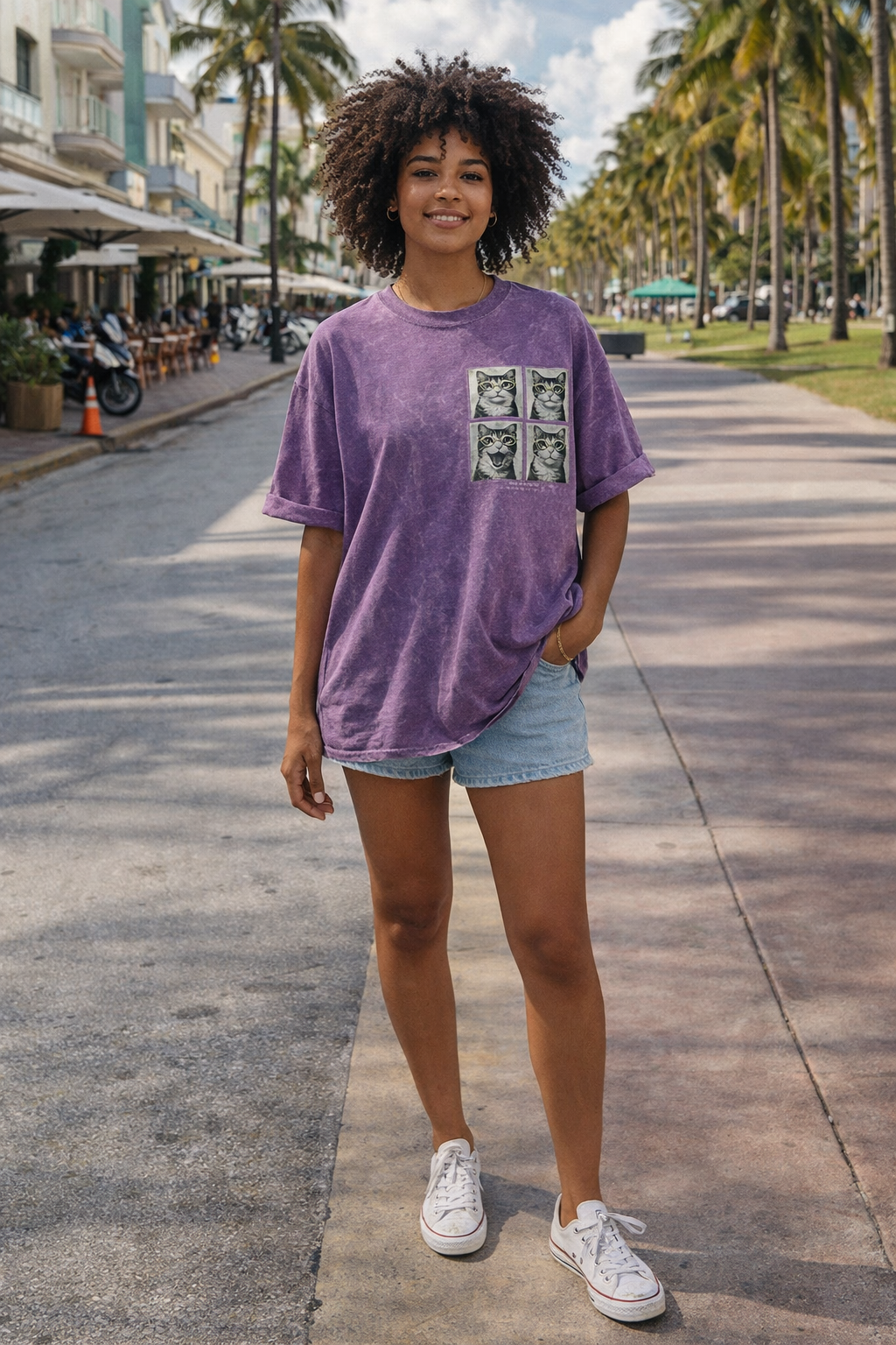 CAT MOM CLUB camiseta manga corta oversize