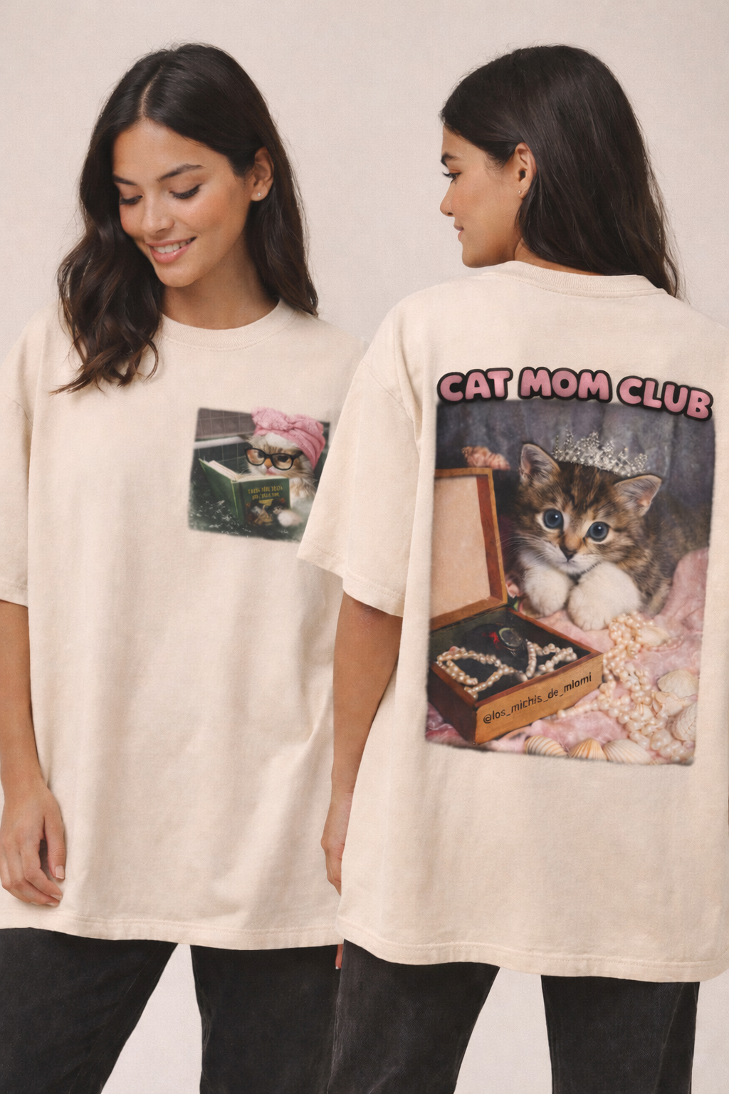Cat Mom Club camiseta oversize - modelo